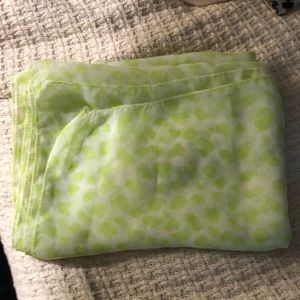 2/$15 Lime green white long scarf spotted bubble pattern sheer lightweight dots
